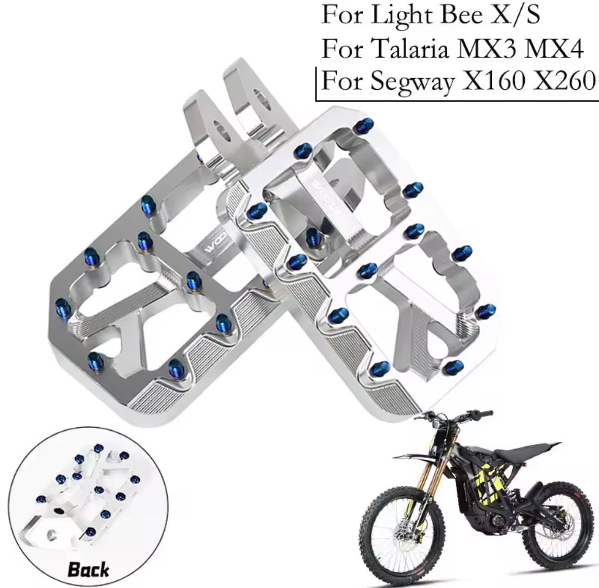 silver pegs for surron light bee x